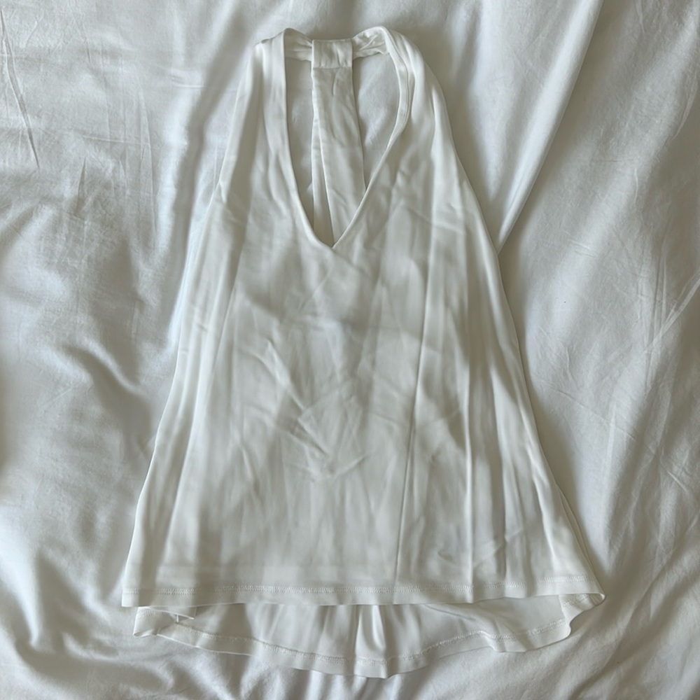 Massimo Dutti S Halter Neck White Tank